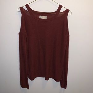 Maroon Cold Shoulder Sweater